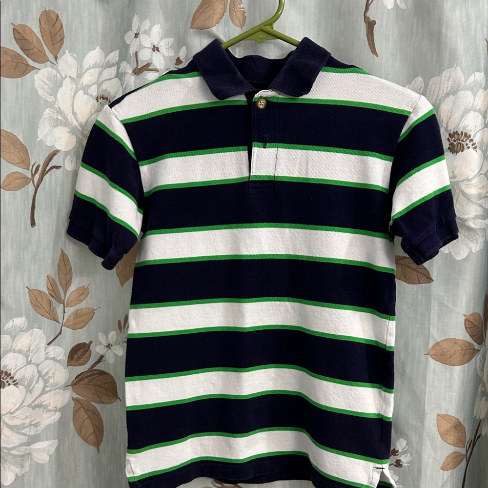 The Children's Place Navy and Green Striped Polo